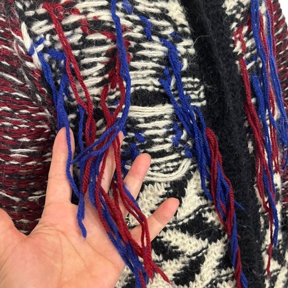 Isabel Marant H&M XS Wool Alpaca Oversized Fringe Chunky Cardigan Sweater Zip-Up - Picture 3 of 11